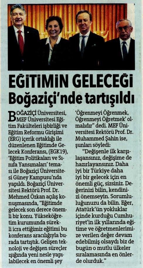 Bugün Hürriyet Gazetesi’nde EGK19 ile ilgili yayımlanan haberimiz. #EGK19 <a href="/UniBogazici/">Boğaziçi Üni.</a> <a href="/egitimreformu/">Eğitim Reformu Girişimi</a> <a href="/MEFuniversitesi/">MEF Üniversitesi</a>