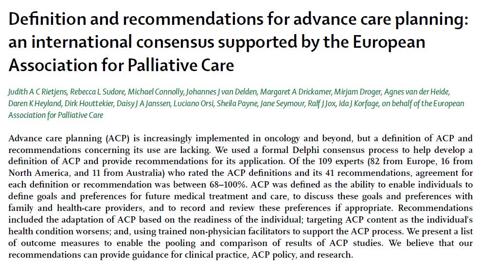 We (with  @IKorfage and many others) have described this here in more detail, a report of an international consensus process what ACP is and how you should engage in ACP  https://thelancet.com/journals/lanonc/article/PIIS1470-2045(17)30582-X/fulltext  @TheLancetOncol  7/