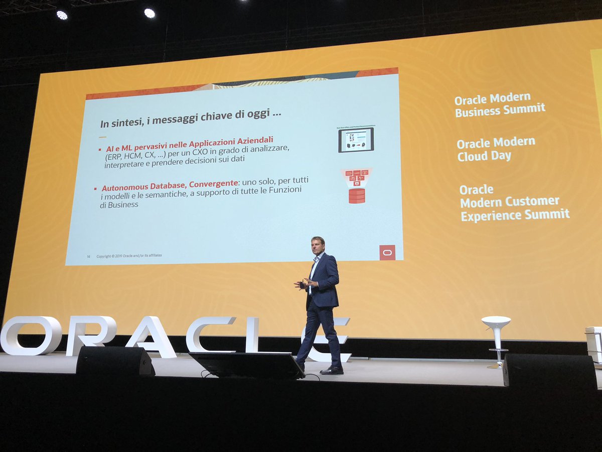 .<a href="/fabiospoletini/">Fabio Spoletini</a> sintetizza la strategia Oracle basata su #AI, #AutonomousDatabase convergente, sicurezza by design su tutte le soluzioni #cloud.
#OracleMBSorac
#OracleMCX
#OracleMCD