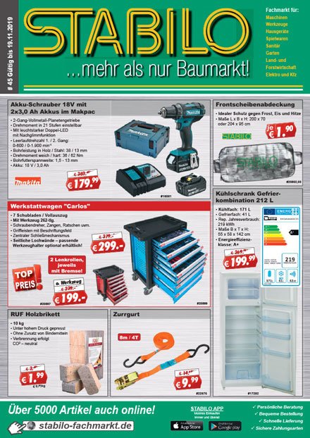 Stabilo Werbeprospekt KW 45 - gültig vom 05.11.2019 bis 19.11.19. Die Angebote aus unserem neuen Werbeprospekt sind online: stabilo-fachmarkt.de/aktuelle-werbu…