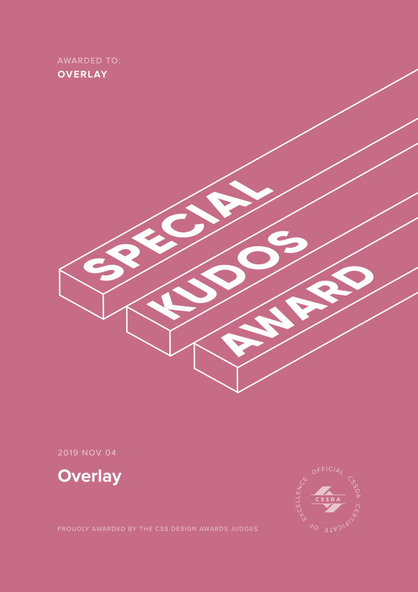 madebyoverlay's tweet photo. Thanks @cssdesignawards 🙂 https://t.co/3wBoaqvLn5