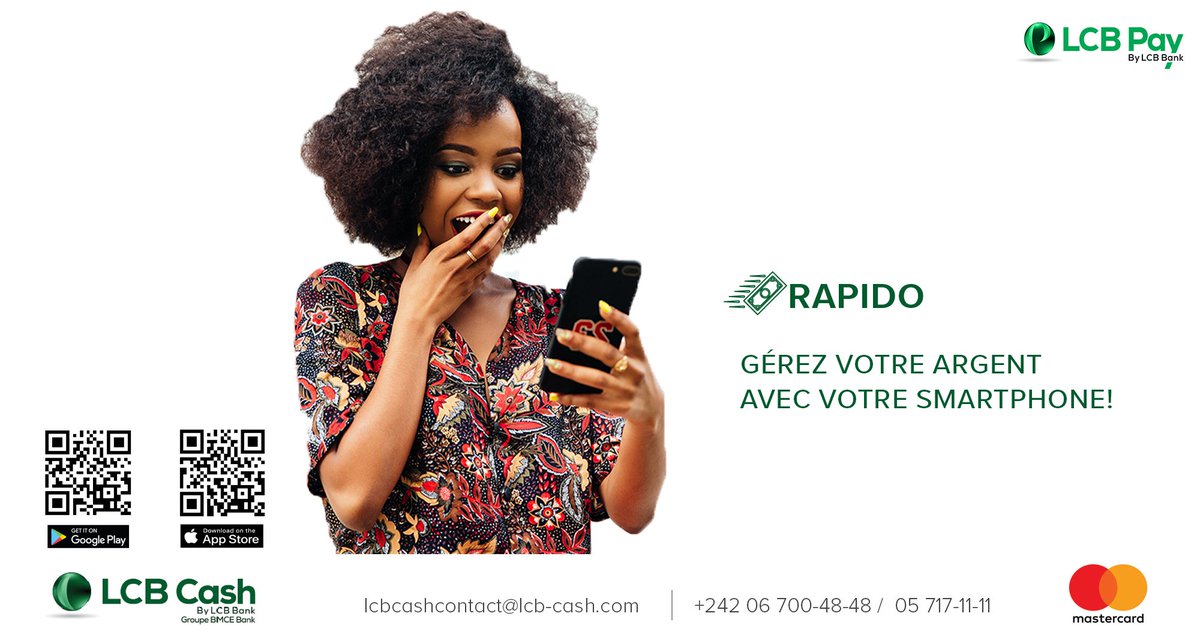 LcbCash's tweet photo. La fonctionnalité #RAPIDO vous permet d’initier une mise à disposition, en vue d’un retrait d’espèces en agence LCB Bank ou dans un point de vente du réseau de partenaires LCB Cash. #LCBPay #LCBCash #banque #digitale #ChezMoiAuCongo
Scannez  le QR code! 👇👇👇 😉 https://t.co/j7hy1Bjfsw
