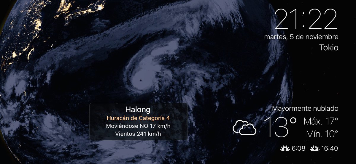 chematierra's tweet image. AVISO:
Rápida intensificación del #typhoonhalong en el Océano Pacífico NW ahora categoría 4!
•Vientos 241km/h
Se mantiene alejado de cualquier área terrestre y probablemente se intensifique aún más
Nov 5 de 2019