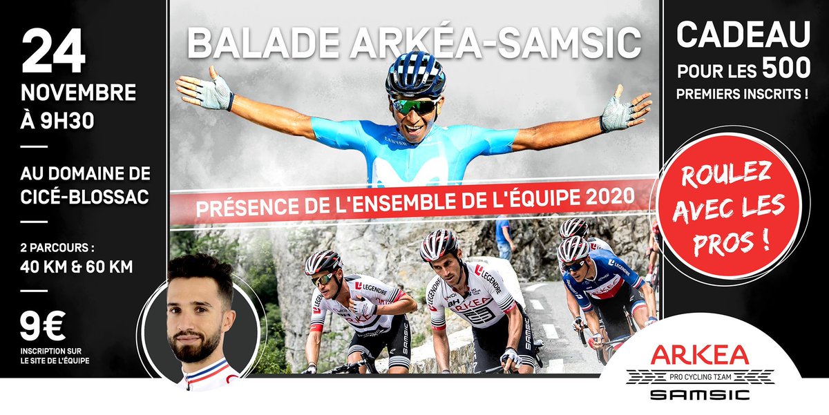 arkeabbhotels's tweet image. Vous voulez rouler avec Nairo Quintana en Bretagne ? 🤩

C&apos;est possible lors de la balade Arkéa-Samsic le 24 novembre ! 

📍Bruz 

Inscriptions ➡️team-arkea-samsic.fr/produit/balade…