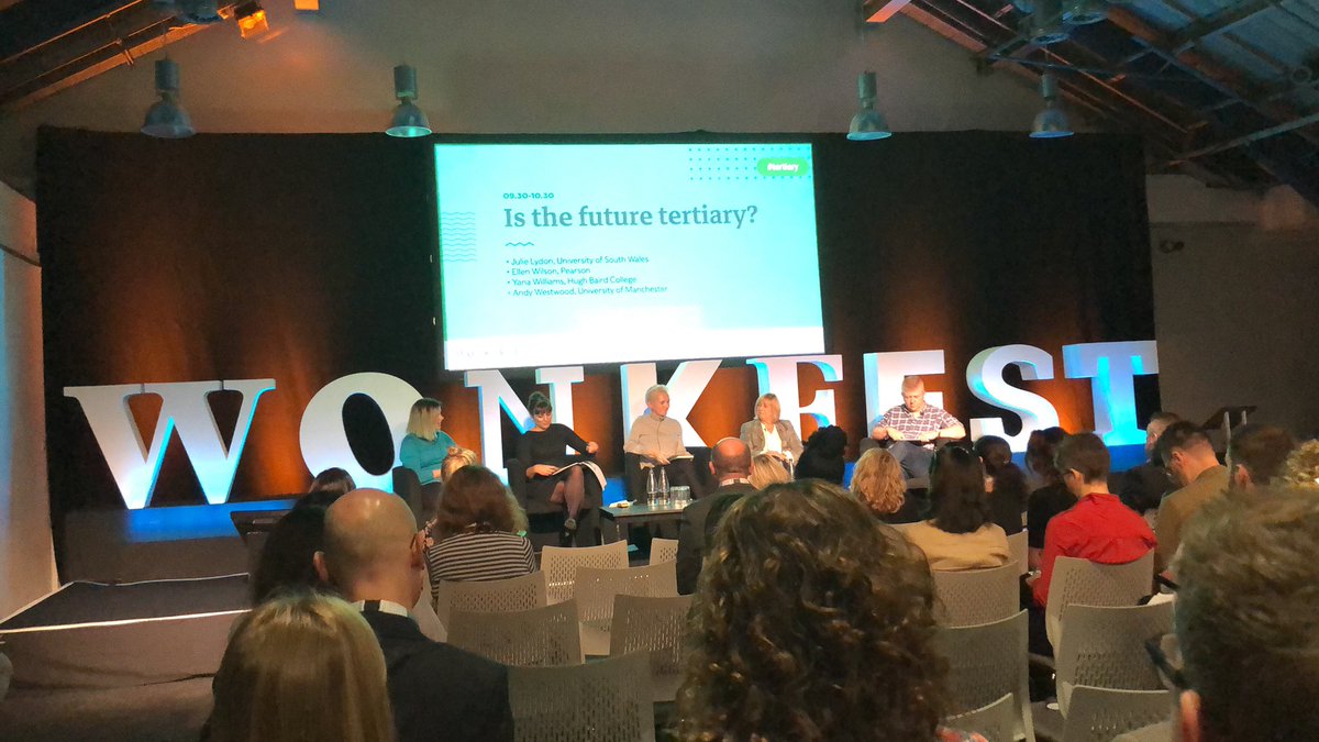 Great to be at #wonkfest19 hosted by <a href="/Wonkhe/">Wonkhe</a>. Interesting opening session on is the future tertiary? It seems students want continuous flexible learning over a lifetime-but we need to change our learning infrastructure to meet student demands! #globallearnersurvey @PearsonHEUK