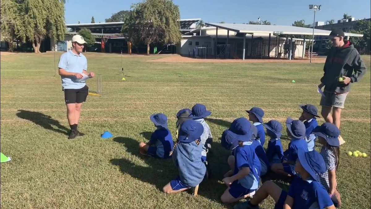 Year 12 students teaching traditional indigenous games to students of Stuart Park Primary School for their Integrated Learning assessment, including a welcome to country. Great two way learning happening across multiple disciplines #students #learning #assessment #indigenous