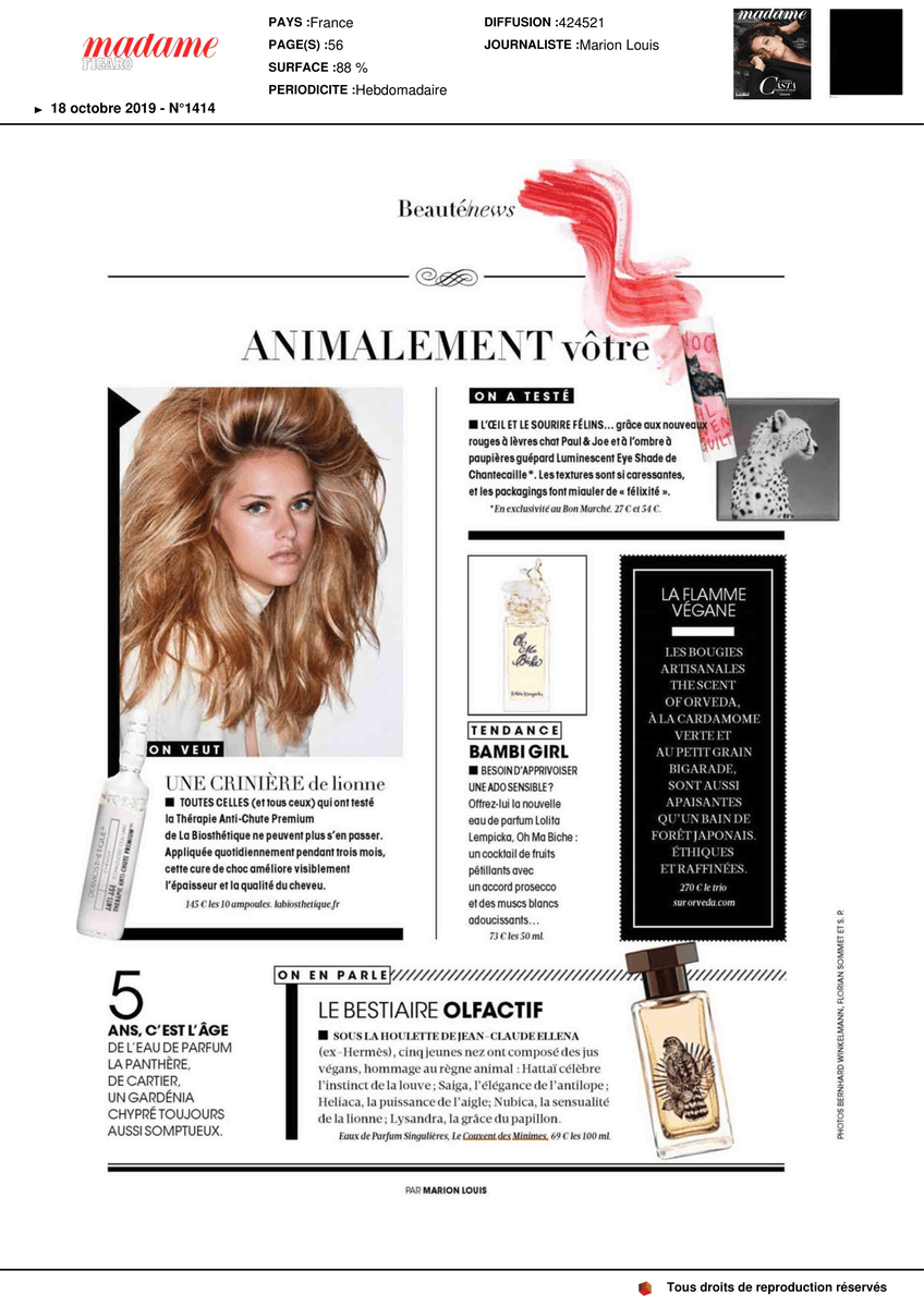 LeCouventFR's tweet photo. "LE BESTIAIRE OLFACTIF" - Retrouvez nos Eaux de Parfum Singulières dans @Madamefigaro 😻
🇬🇧 "THE OLFACTIVE BESTIARY" - Find our 'Eaux de Parfum Singulières' in @Madamefigaro 😻

.
.
.
#lecouvent #eauxdeparfumsingulières #madamefigaro #heliaca https://t.co/OViTLOJ9W9