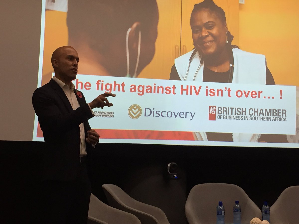 BritchamSAfrica's tweet photo. There’s good news, but the fight against HIV isn’t over yet. We’ve pulled together today with Chamber members @MSF_southafrica and @Discovery_SA to talk about this #BritChamEvents https://t.co/awIhudSWza
