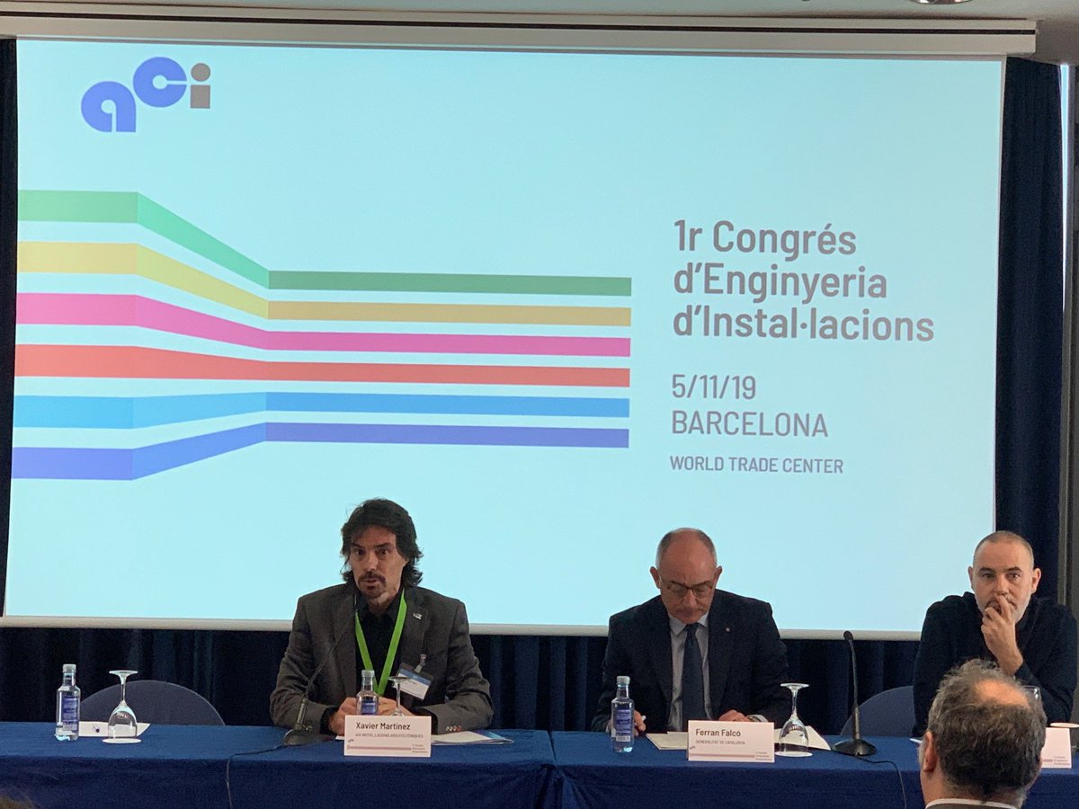 Xavier Martínez, de <a href="/ACI_CAT/">ACI</a> ; Ferran Falcó, de Generalitat, y Eloi Badia, de Ajuntament de Barcelona, inauguran el I Congreso de Ingeniería de Instalaciones que se está desarrollando en el World Trade Center Barcelona.