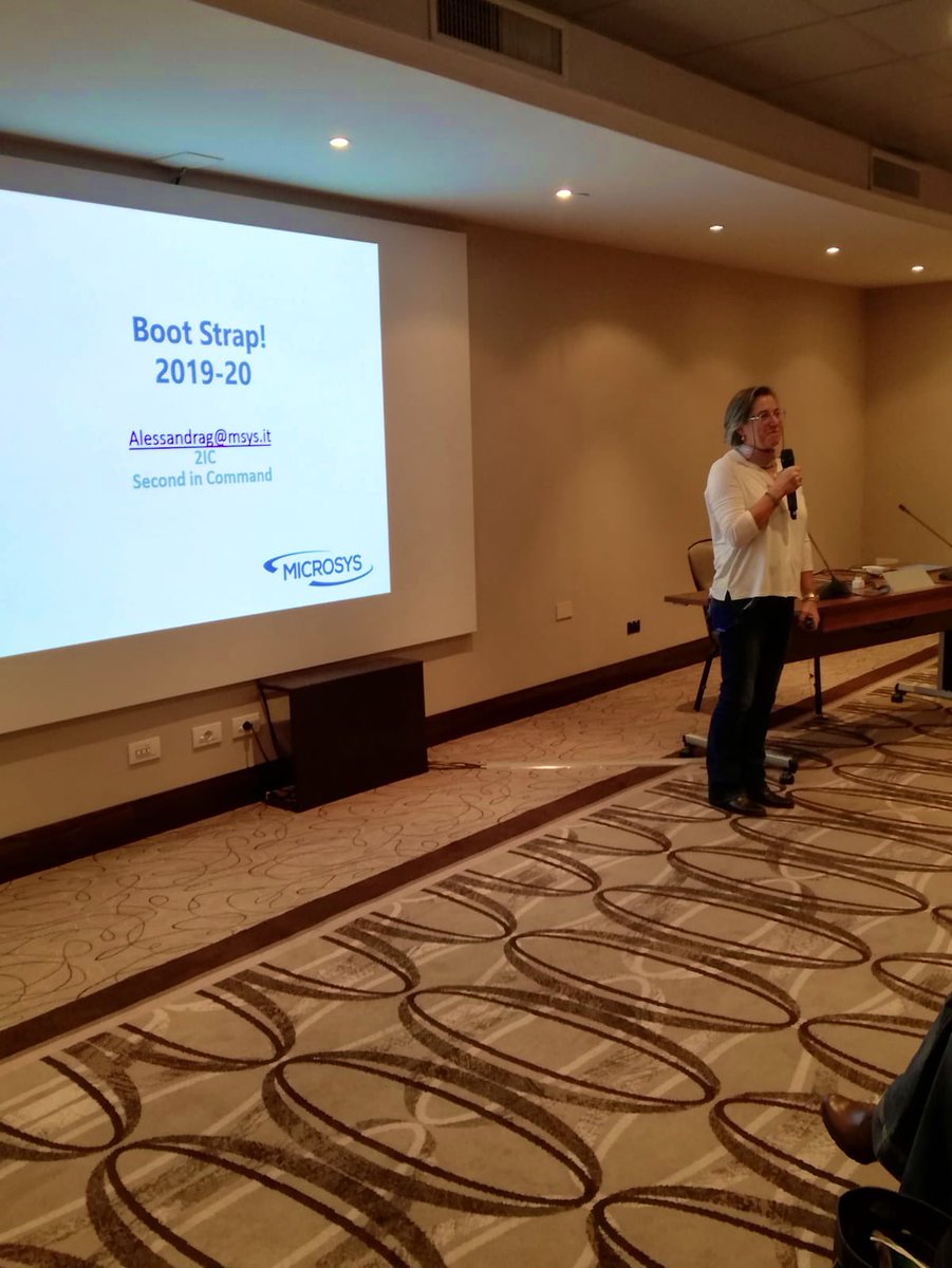 Microsys_Italia's tweet photo. Alessandra Galdabini, 2IC #Microsys apre il #bootstrap 2019-2020 e ci spiega la filosofia e l’etica dell’#azienda.
#MSYSevent https://t.co/nNNRnf4sNh
