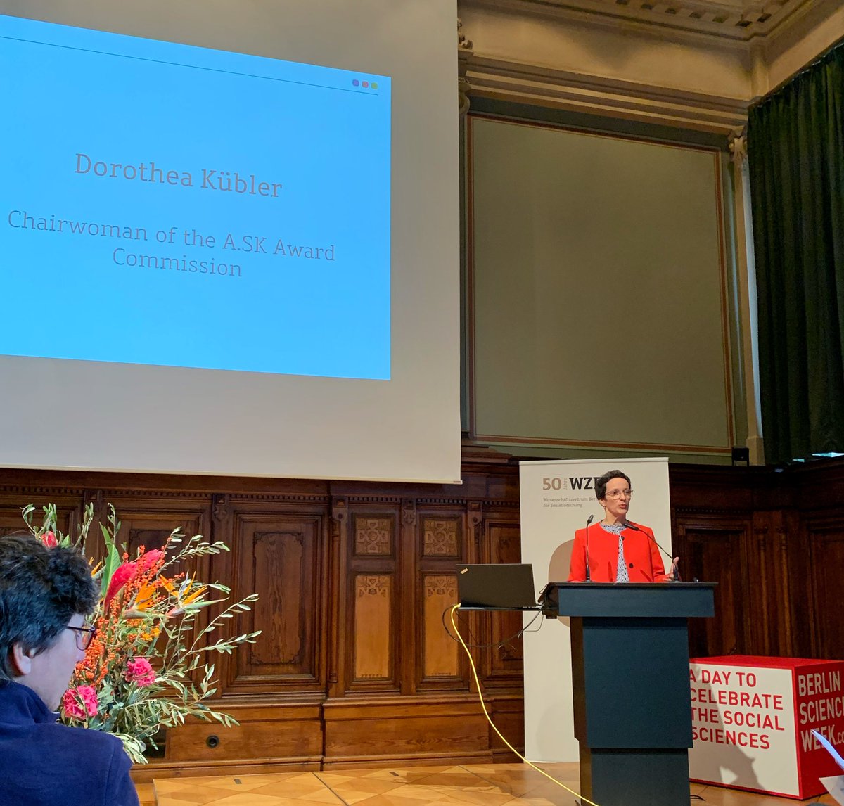 WZB_Berlin's tweet photo. Our #ASK19 award ceremony has started with a warm welcome by WZB president Jutta #Allmendinger and the chairwoman of the ASK commission, Dorothea Kübler #celebrating #socialsciences https://t.co/APoh1CKCvJ