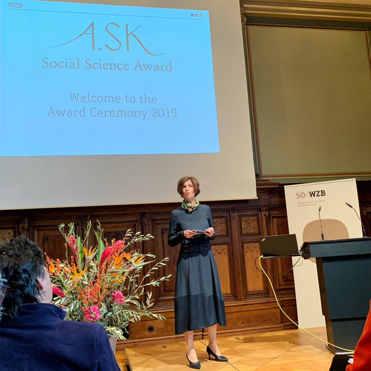 WZB_Berlin's tweet photo. Our #ASK19 award ceremony has started with a warm welcome by WZB president Jutta #Allmendinger and the chairwoman of the ASK commission, Dorothea Kübler #celebrating #socialsciences https://t.co/APoh1CKCvJ