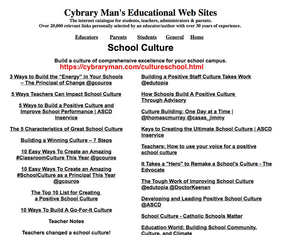Rebuilding school culture should be a joint project of students, staff, administration and parents. 
 Our School Culture page  cybraryman.com/cultureschool.… See: How we the young teachers helped rebuild our school's culture.  #bfc530