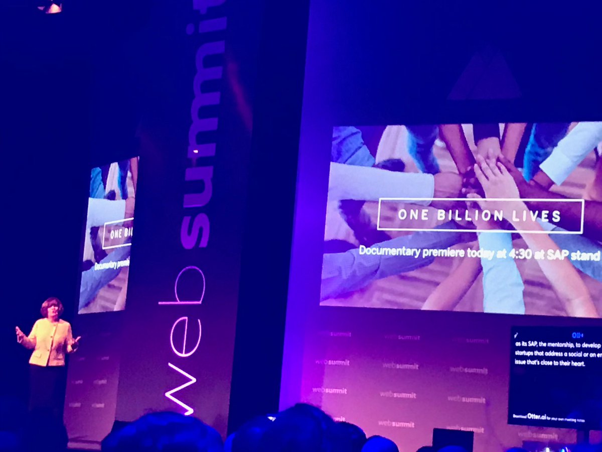 #WebSummit2019 #SAP sharing how the company will impact “One billion lives”. Today at 16:30 #SAP stand. Join us improving the future!