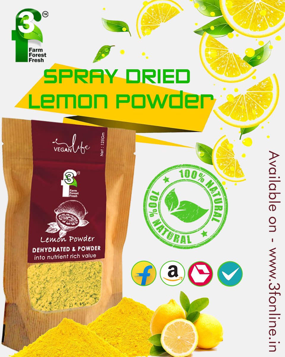 official_3f's tweet photo. 3f Spray Dried Lemon Powder is an easy way to add the citrusy, tart, tangy flavor of lemon to any dish.

Also Available on Amazon | Flipkart | Snapdeal | Shopclue

#3f #farm #forest #fresh #Spray #Dried #Lemon #Powder #Shopnow https://t.co/Atmt3MCX7a