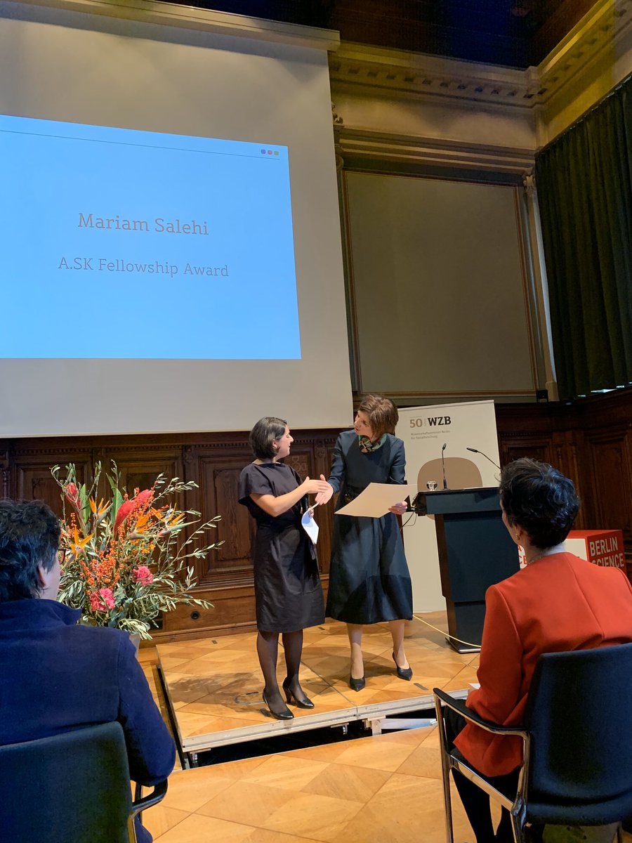 WZB_Berlin's tweet photo. Congratulations to Mariam Salehi @MariamSalehi for receiving one of three #ASK19 Fellowship Awards for her research on UN peace missions @obbblog @obbblog @WZB_Democracy https://t.co/kYUjF5QNxP