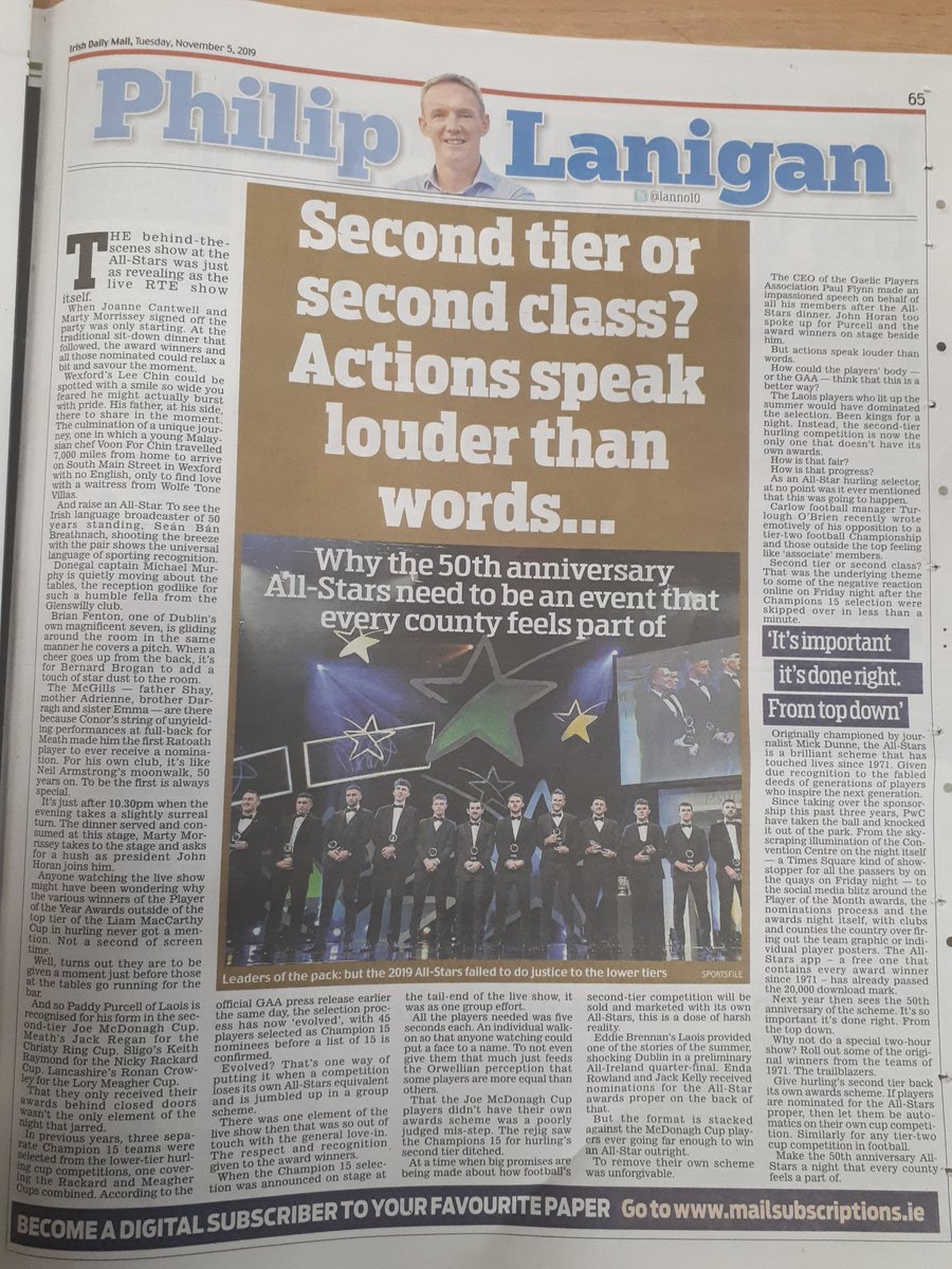 NolanInfo's tweet image. Excellent article in Daily Mail today @lanno10 on lack of Joe McDonagh awards and @PaddyPurcell1 
@LaoisToday @MidlandsSport