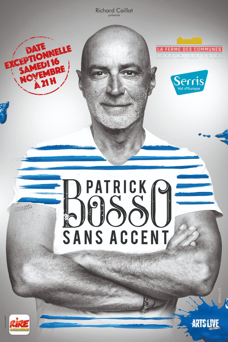 Date unique en région Parisienne le 16 Novembre de #PatrickBosso👏😃cliquez pour réserver▶️ fermedescommunes.fr/programmation-…  <a href="/VilleDeSerris/">Ville de Serris</a>
<a href="/FDC_Serris/">Ferme des Communes</a>