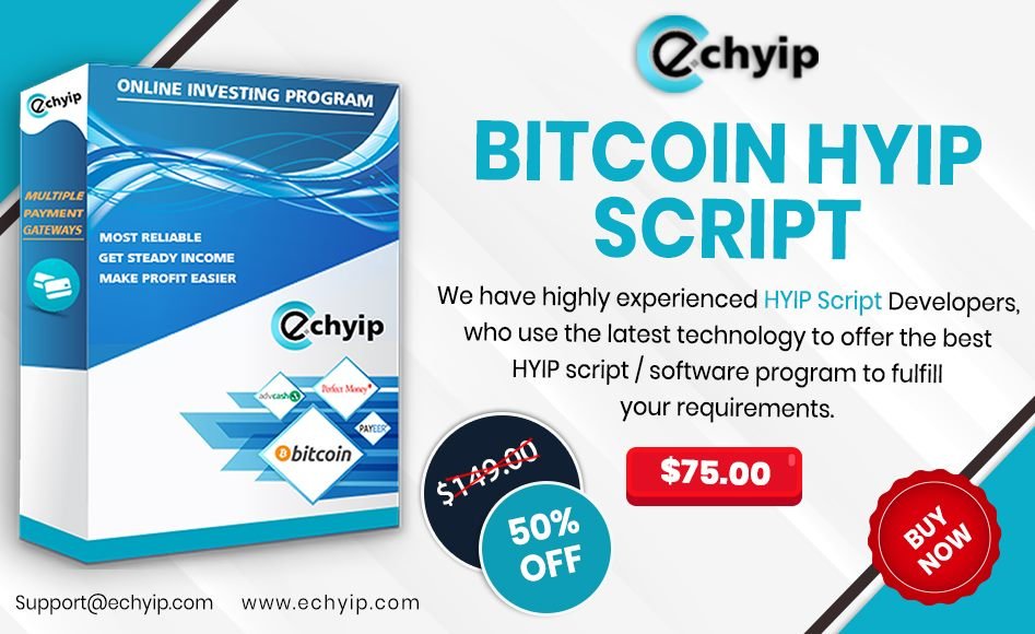 smith_allice's tweet image. If you are thinking to start an #HYIP_website, then #buy highly-secure, bug-free and well-organized #Bitcoin_HYIP_Script at a 50% #Discount from 
@ec_hyip, that makes your website more #stable and #responsive. 

Buy now 👉echyip.com

#HYIP_Script #HYIP_Combo_Packages