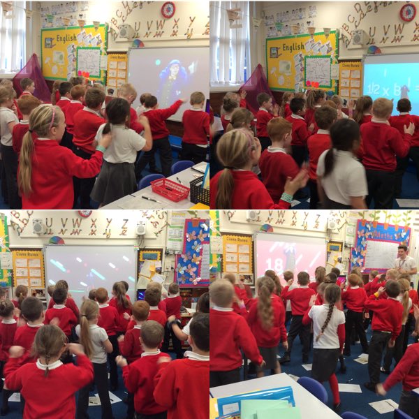 KnypersleyFirst's tweet image. Class 6 are practising their 3 times tables.
#supermovers #MakeMathsFun