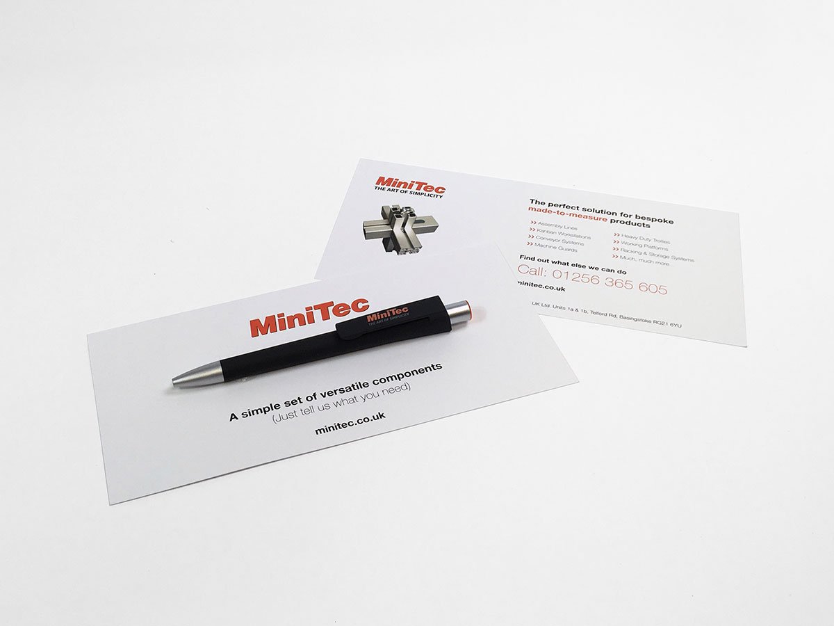 Last month <a href="/minitec_uk/">MiniTec UK Ltd</a> needed a leave piece for an awards ceremony. So, 200 guests received these stock pens glued to a promo card. #printing #basingstoke