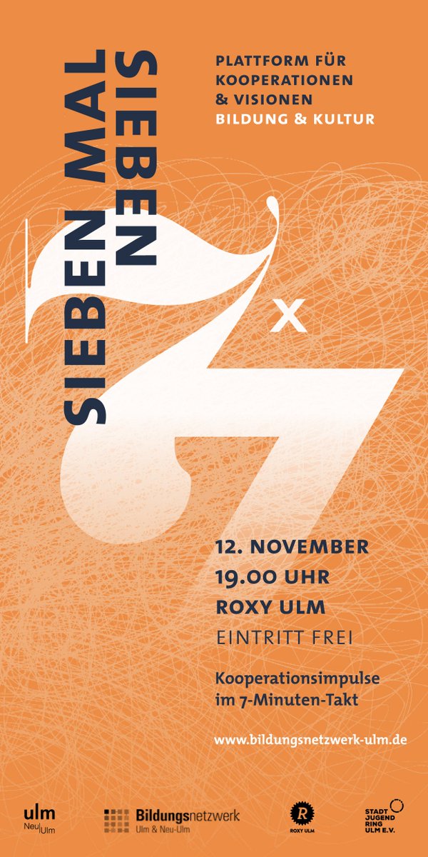 Kooperationsimpulse im 7-Minutentakt am 12.11.2019, 19.00 Uhr, im Roxy Ulm. Plattform für Kooperationen und Visionen, Bildung und Kultur.