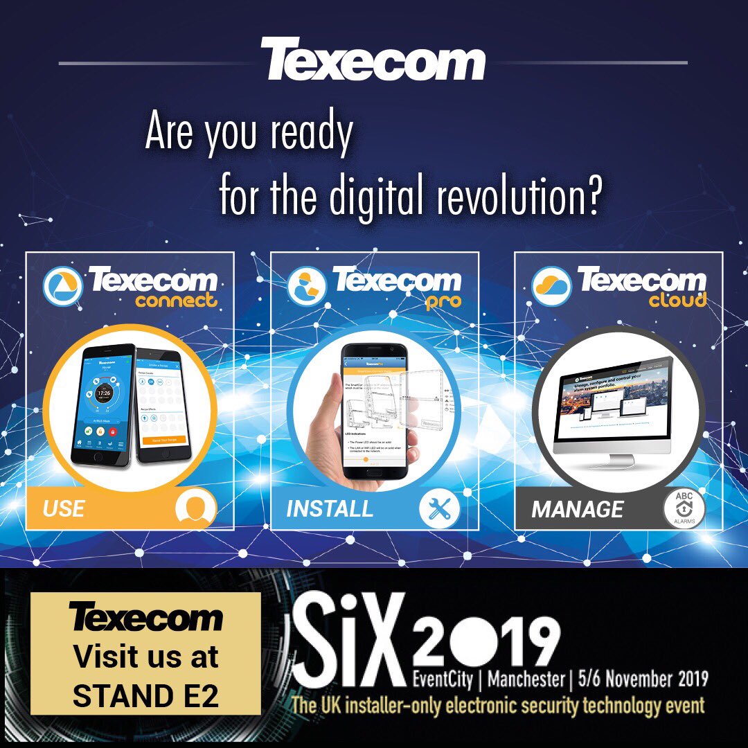 TexecomLtd's tweet photo. Thank you to everyone who came to see us at @event_six today! And if you’re visiting the show tomorrow, make sure to call past Stand E2 where our friendly, expert team can show you how to make the most of the digital revolution in security. #Security #SiXEvent #SIX2019 https://t.co/Pyq4RUMubG