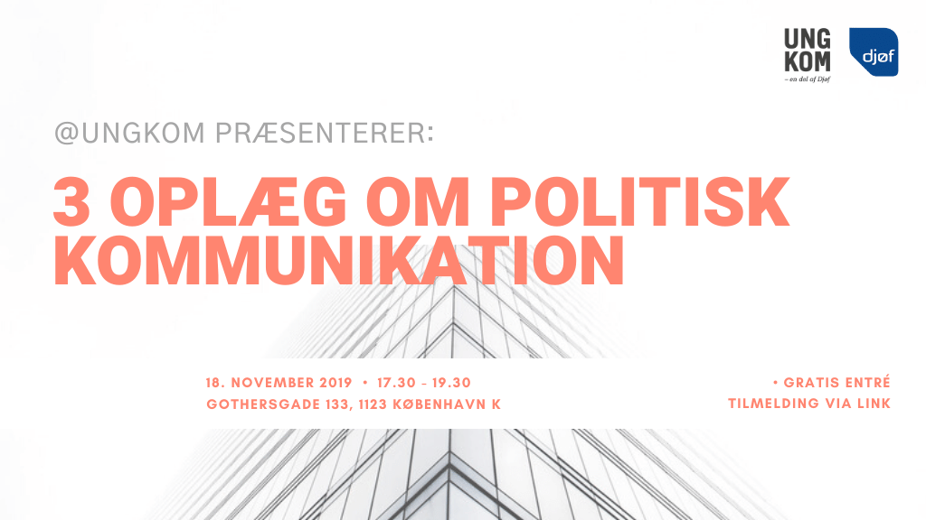 Kommunikation er en helt essentiel del af den politiske scene og fylder meget i mediebilledet.📣 Med et event d. 18. november sætter vi fokus på politisk kommunikation. Vores sidste event var udsolgt efter 48 timer, så tilmeld dig allerede nu:👉🏼 facebook.com/events/5562278… #komdk