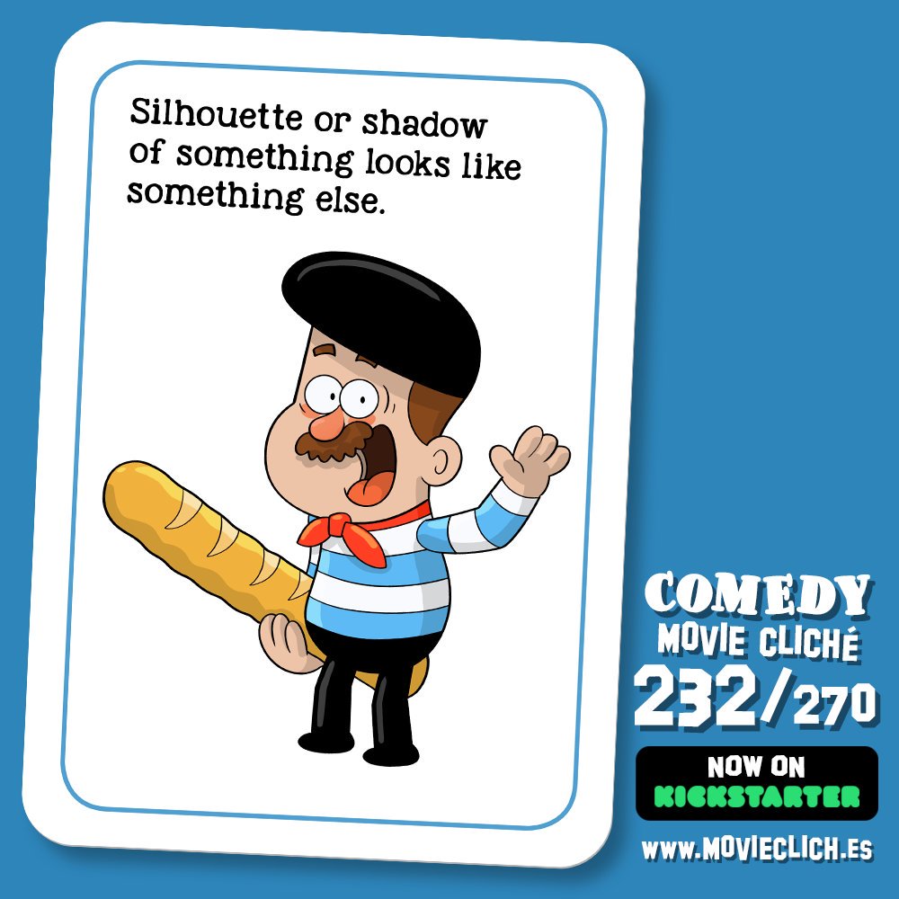 Our Kickstarter ends in a couple of hours and as you can see from this post, we don't care any more. 
🥖 If you want the MOVIE CLICHÉS game click here:
MovieClich.es