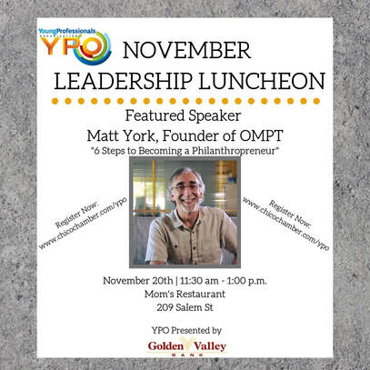 ChicoChamber's tweet photo. Chico Chamber YPO hosting November 20th Luncheon with speaker Matt York, @OMPT  Register Now: https://t.co/XxgmA9AmtZ https://t.co/aqmOYFVua5