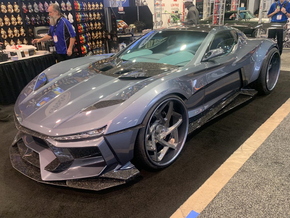 PlyBanditsHQ's tweet photo. Another wild car here at the SEMA show, this one is done in really good taste for what it is, I’m pretty sure it started out as a C6 Corvette, it will get a lot  attention here at the show, I for one really like it !! https://t.co/9ACZLfxiL6