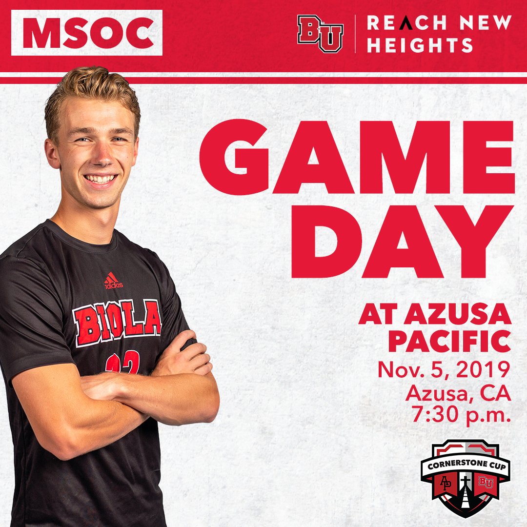 BiolaAthletics's tweet photo. It's a BIG DAY today! Both soccer teams head to Azusa Pacific for huge Cornerstone Cup matchups with the Cougars, women at 5:30 pm followed by the men at 7 pm. Student tickets are $5 and make sure to wear your BEAT AZUSA shirts!
#ReachNewHeights #BeatAzusa https://t.co/QTtbv7rfJp