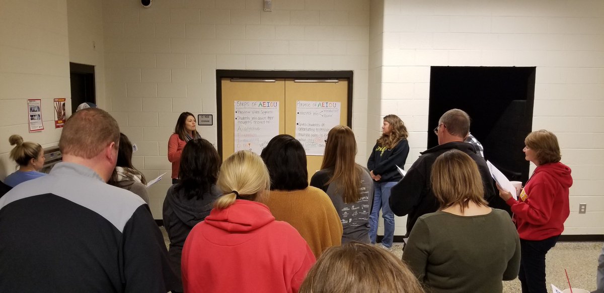 drms_chiefs's tweet photo. DRMS teachers took time out of their planning today to collaborate as they reviewed strategies from @DiscoveryEd for use in various classrooms. #ChiefsLead https://t.co/20AOPMomZb