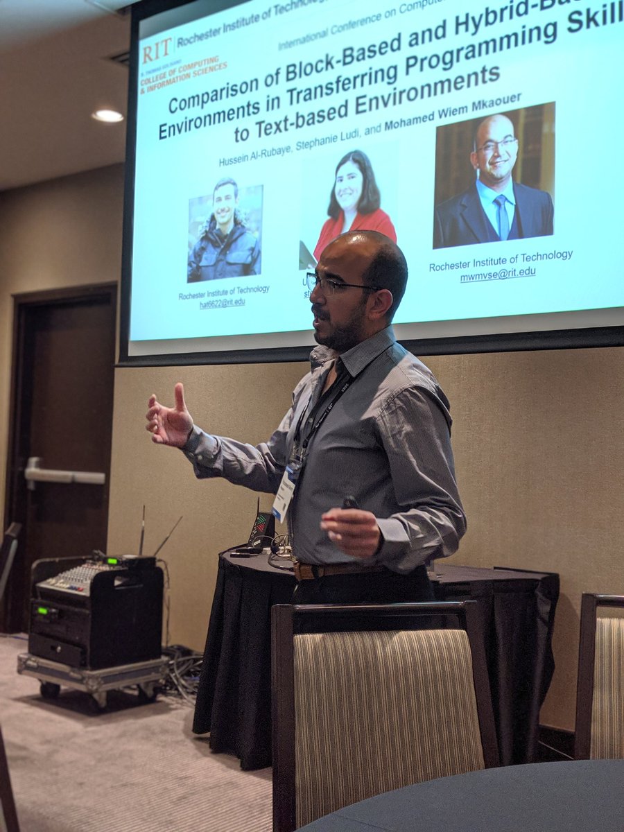 ShehanPeruma's tweet photo. Mohamed presenting a study on Block-Based vs. Hybrid-Based programming environments at CASCON x EVOKE 2019
#CASCONxEVOKE  @IBMCanada @EvokeCanada #CASCON #IBMCAS #IBMCASCON #EVOKECanada #IBM https://t.co/4UwQxaVZH0