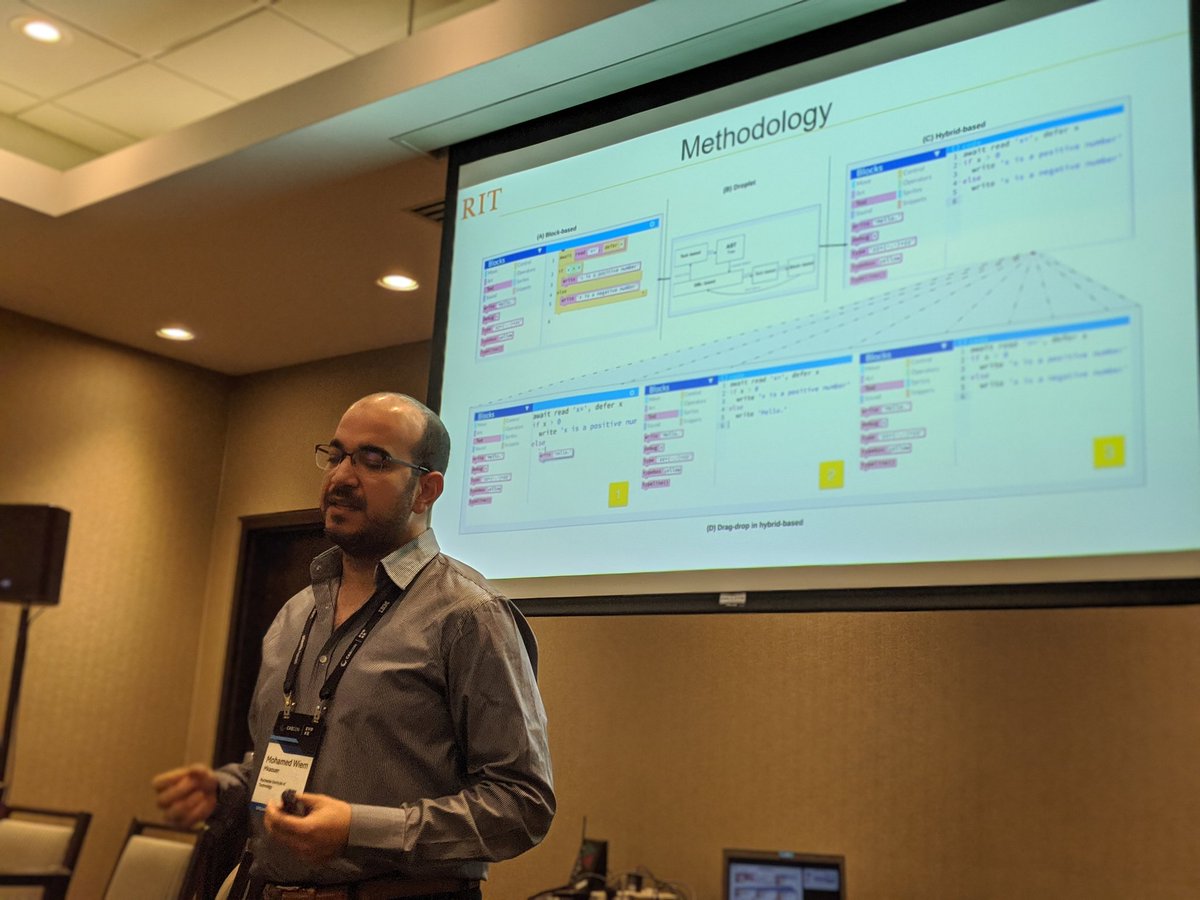 ShehanPeruma's tweet photo. Mohamed presenting a study on Block-Based vs. Hybrid-Based programming environments at CASCON x EVOKE 2019
#CASCONxEVOKE  @IBMCanada @EvokeCanada #CASCON #IBMCAS #IBMCASCON #EVOKECanada #IBM https://t.co/4UwQxaVZH0