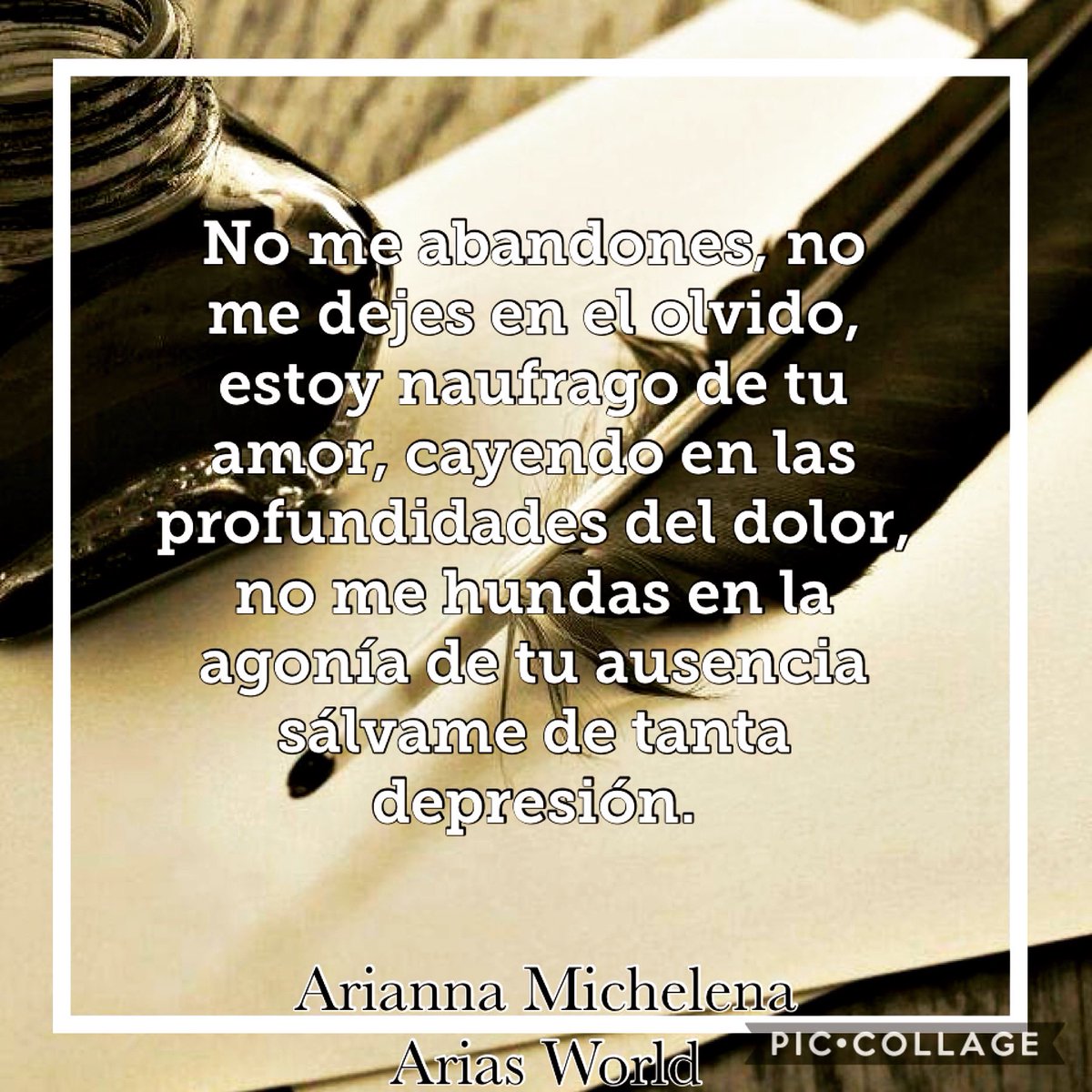 WorldArias's tweet photo. No me abandones, no me dejes en el olvido, estoy naufrago de tu amor, cayendo en las profundidades del dolor, no me hundas en la agonía de tu ausencia sálvame de tanta depresión. #escritosenespañol #felizdia #frasesdeamor #mujeresemprendedoras #escritora #cubanamerican https://t.co/QmC7GFcds8