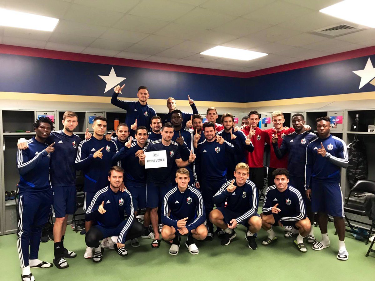 USLPlayers's tweet photo. #ONEVOICE - Players of @NorthCarolinaFC https://t.co/N4ChPueATK
