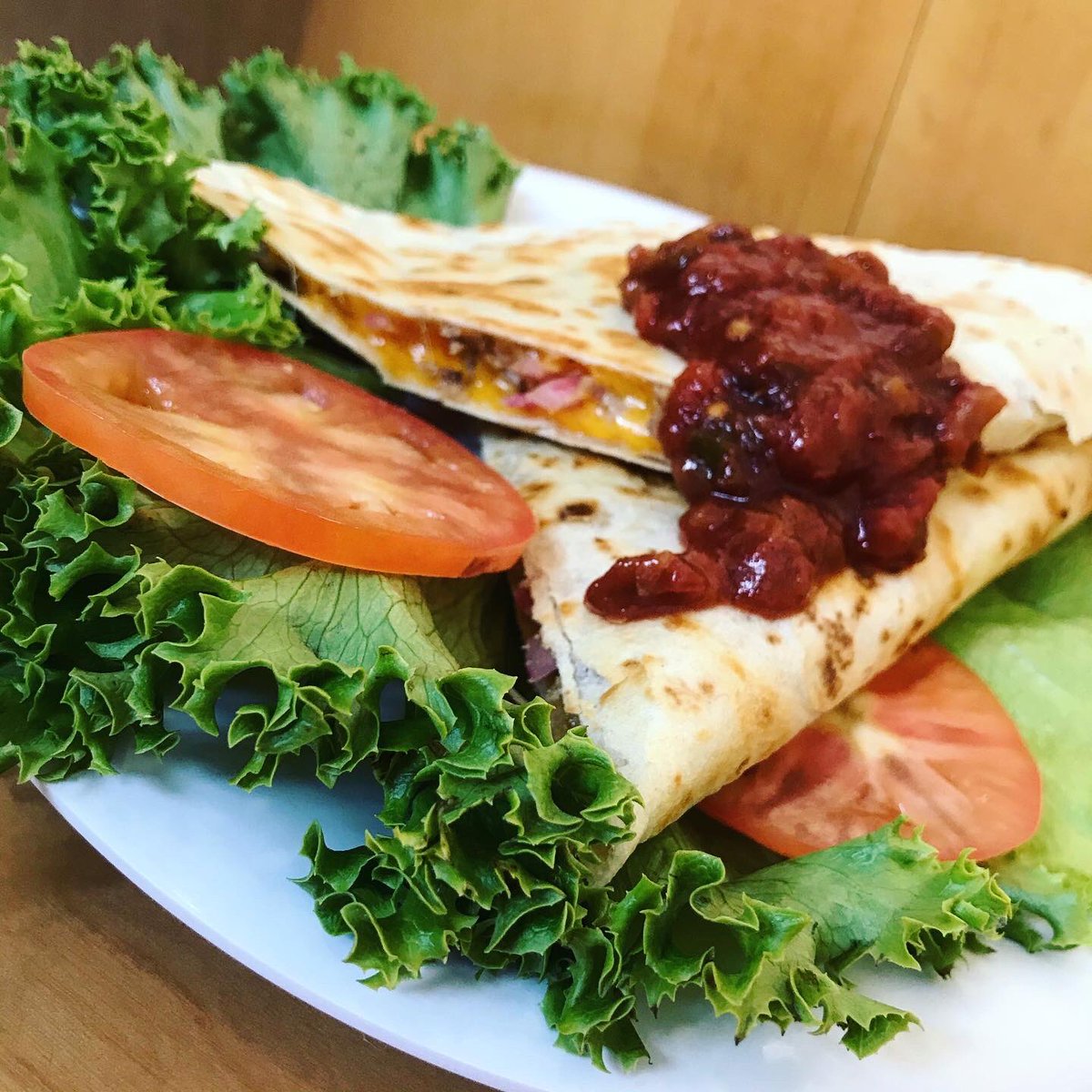 Catholicdining's tweet photo. Today’s Crazy Tasty Quesadilla is the Pork Carnitas Quesadilla with pickled red onions and cheddar cheese! Let us know what you think in the comments below! https://t.co/7jf6V2iMHf