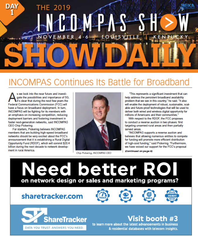 INCOMPAS's tweet photo. Check out all the news from companies at #INCOMPAS19 in today's Show Daily produced by @ChannelVisionMg https://t.co/OkhBTYBO1D https://t.co/c2SFnyd5CW