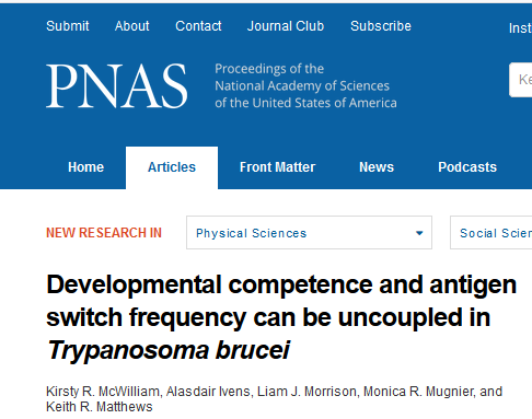 JohnsHopkinsMMI's tweet photo. New paper out in @PNASNews with contributions from MMI prof @MonicaMugnier
@KeithRMatthews @DrLiamMorrison
#trypanosomes #trypanosomabrucei #VSGs
https://t.co/n4Y4X3vfS2 https://t.co/XFLtitXeju