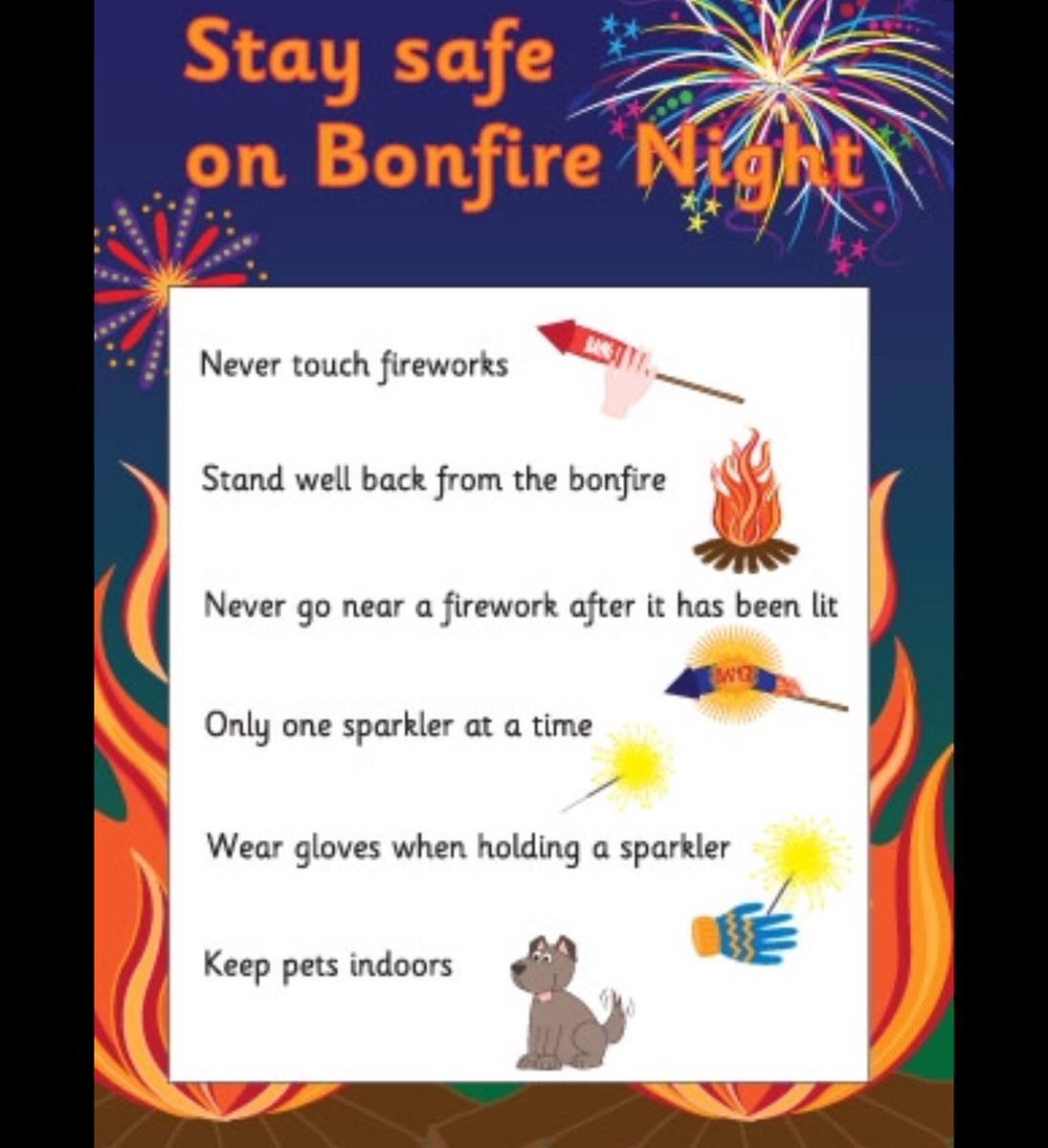 croxtetheyfs's tweet image. Have a great Bonfire night BUT please stay safe! 🎇🎆 #staysafe #FireworkCode @CroxtethC @RainbowEduMAT