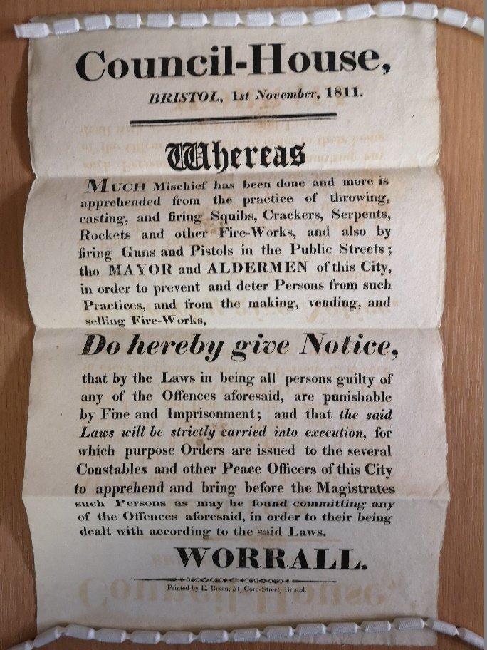 bristolarchives's tweet image. #FireworksCode 1811 style! 
A notice from Bristol City Council. Have fun and stay safe. 🎇🎆🎇 ^jv 

Ref: TC/Adm/Box/63/16