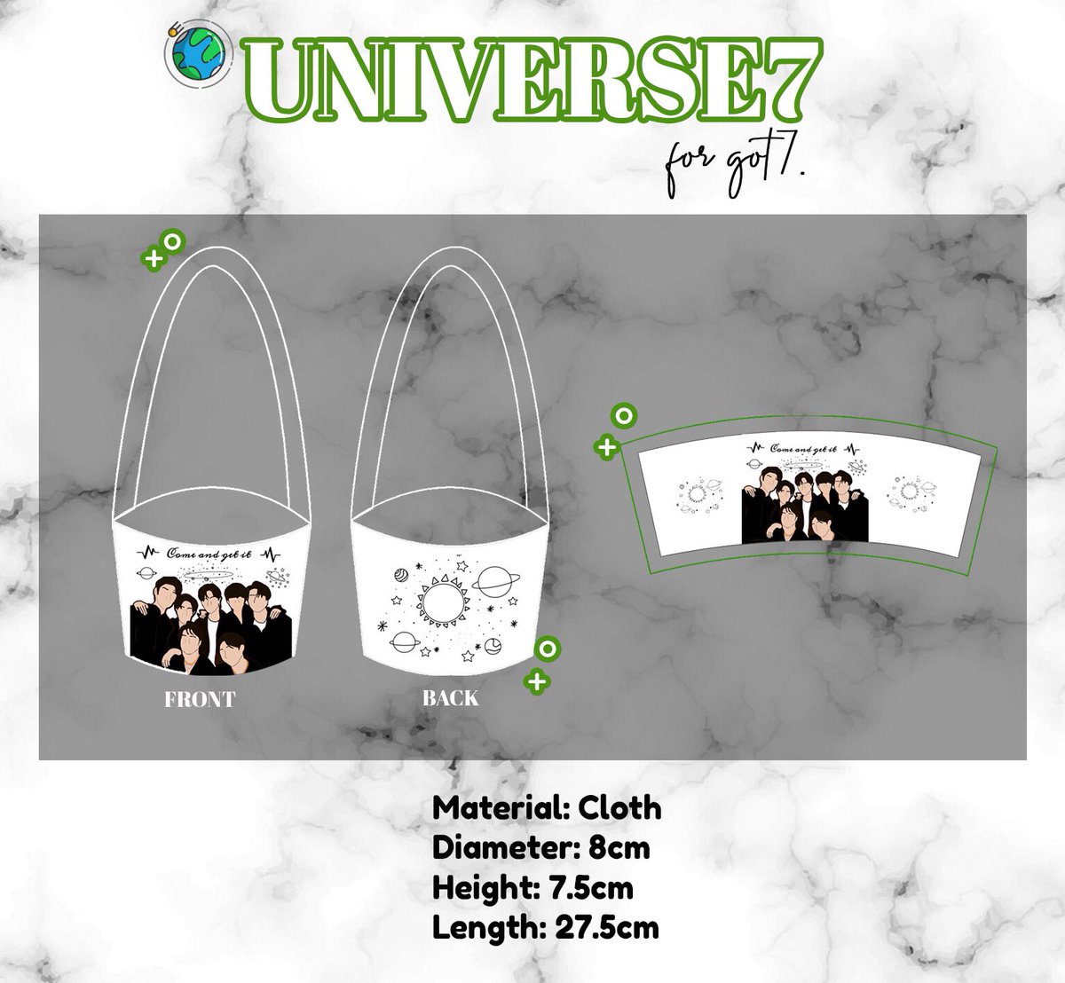 Markehh5's tweet photo. โUniverse 7โ for got7 eco reusable Cupholder , to those who are keen , you can dm me here on Twitter or through my carousell (link in bio)
Price $5
-SG based but I ship worldwide too !!
Thankyouu @_softblossoms for your wonderful design :))
& Do support got7 a lot !! ๐๐ฃ https://t.co/5gHIFPwXXU