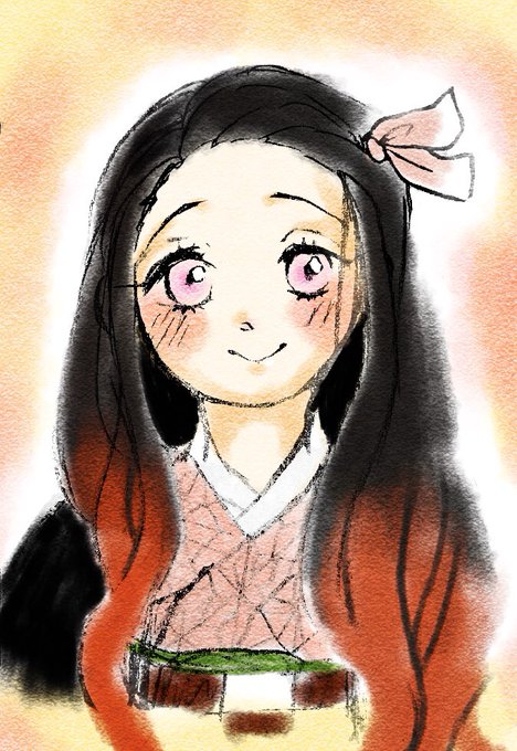 るるるさんがTwitterに投稿した竈門禰豆子(鬼滅の刃)のイラスト。