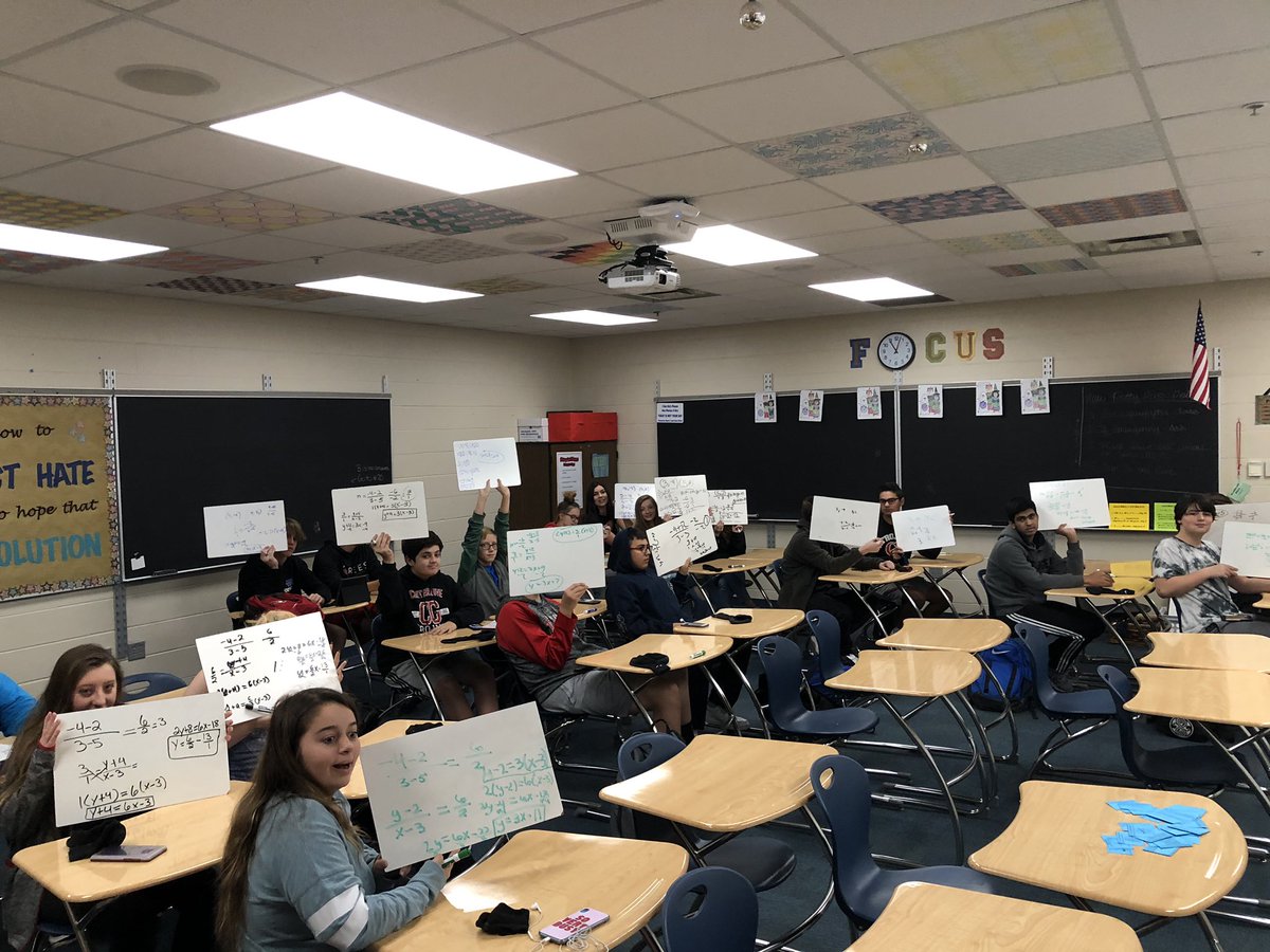 25HeatherHart's tweet photo. Algebra 1 students working hard to get better at writing equations of lines today during AIM period today! #E3cg #cgi3 #cghs https://t.co/wqcaAynaZ0
