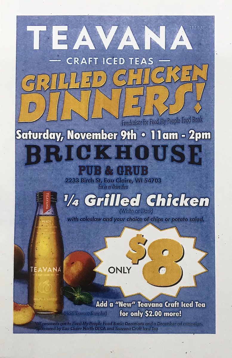 ecndeca1's tweet photo. Stop by this Saturday 11am-2pm at the brick house on Birch St. for a delicious grilled chicken meal to support the community! Proceeds go to Feed My People Food Bank!💛 https://t.co/NCThLKHDTJ
