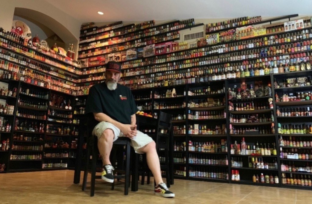 chillimagazine's tweet photo. Collecting with Clinco Chilli Magazine’s Kendall Stadler chatted to Vic Clinco @Pepperboy143 owner of the world’s largest hot sauce collection. Read the full article here: https://t.co/CFI0FdVcGj https://t.co/52XxpiW7TU