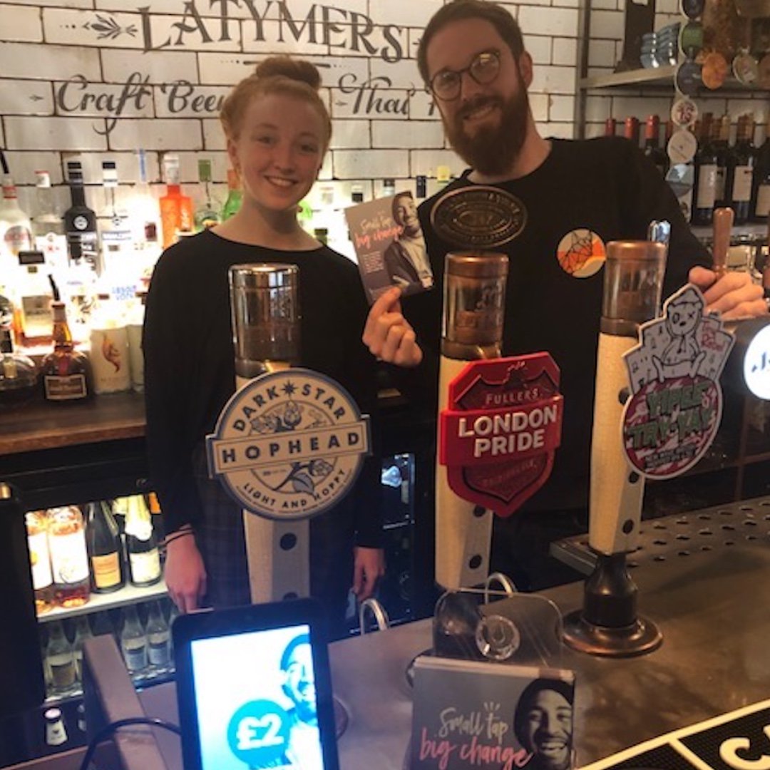 HammersmithBID's tweet photo. Our latest #smalltapbigchange device is now installed @TheLatymers
Thanks to the team for backing the initiative and helping to raise funds for homeless charities @BaronsProject @GlassDoorLondon @UpperRoomOrg @Standrewsfulham 
See how you can get involved https://t.co/xtb1Ir0Ngi https://t.co/KGeJO7tiQ5