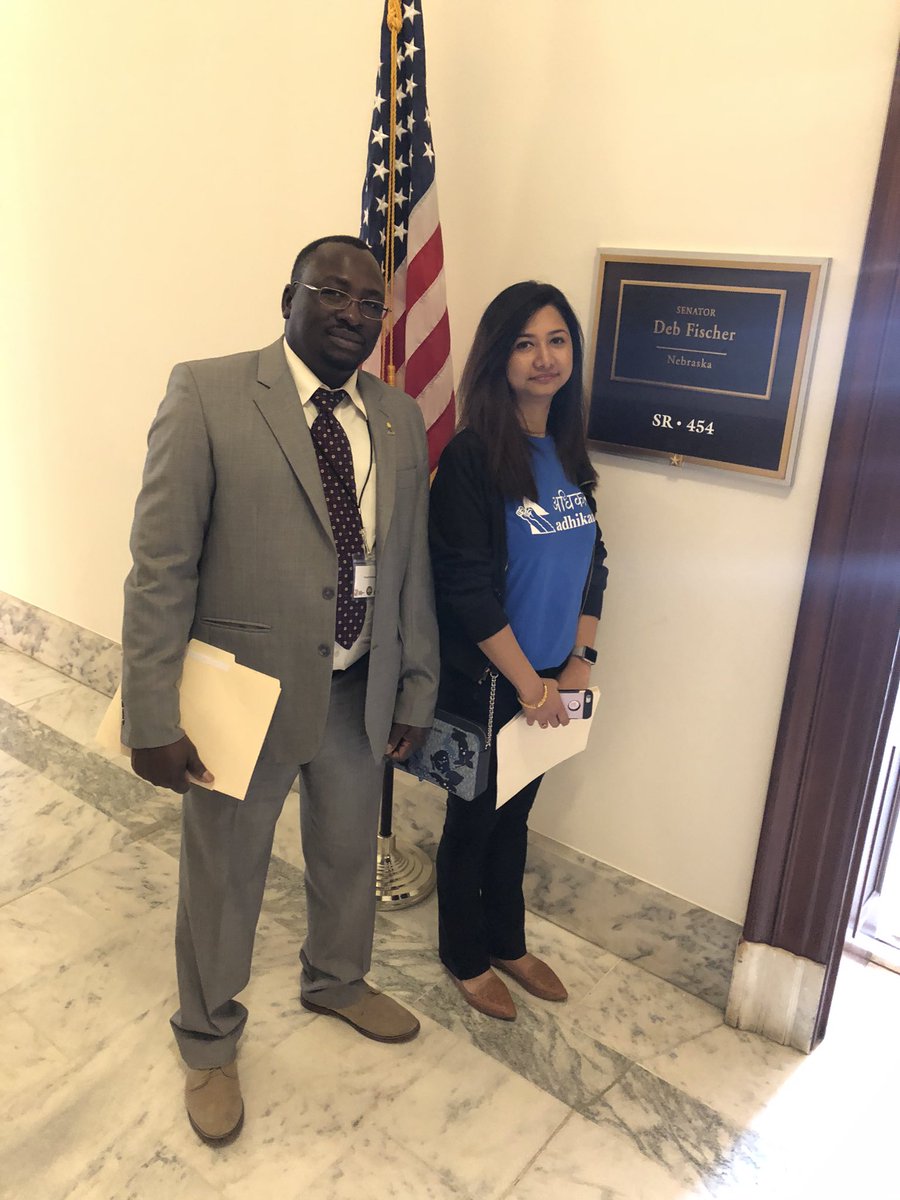 AfricansUS's tweet photo. We made a stop by @SenatorFischer’s office to ask that the senator support #TPS and #DED recipients in our fight for #PermanentSolutions. Thankful that we were able to have two TPS holders with us from Nebraska. There are nearly 2,000 TPS recipients in Nebraska. #BeyondTemporary https://t.co/nrnpDduglk