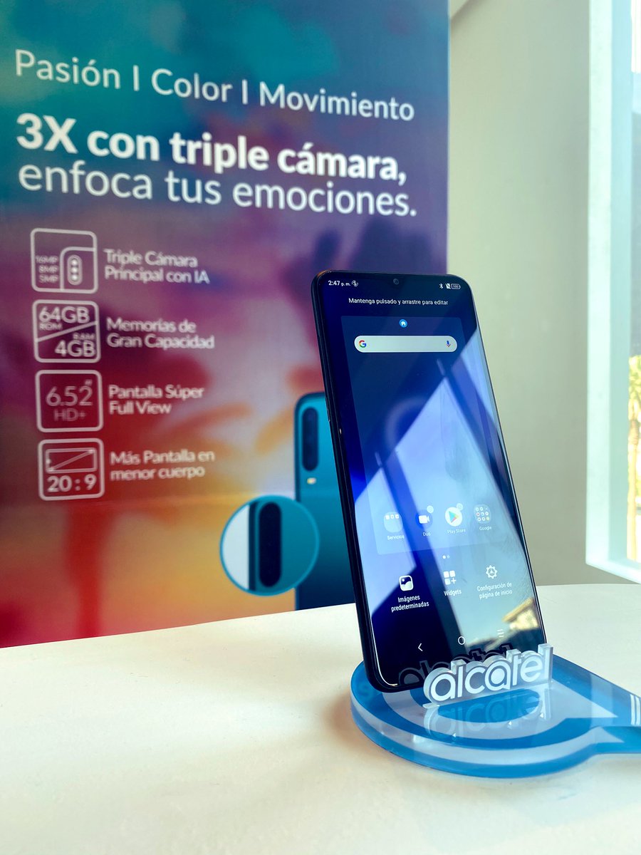 TekPulseTV's tweet photo. Llega a México #alcatel3x Un smartphone de gama media con triple cámara de 16, 8 y 5 MP con inteligencia artificial, pantalla de 6.5” en full view, 64 /128 Gb de almacenamiento y 4 / 6 Gb en RAM. Costo: $3,999 y estará disponible desde esta semana. https://t.co/2pM45JGBne